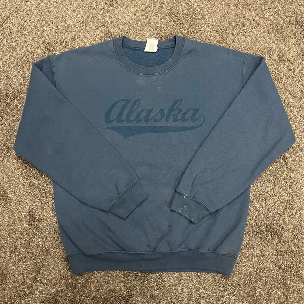 Vintage‎ Alaska sweatshirt mens medium blue crewneck pullover retro thrashed